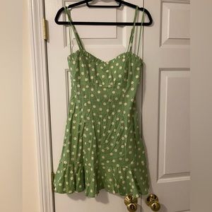 Green polka dot summer dress